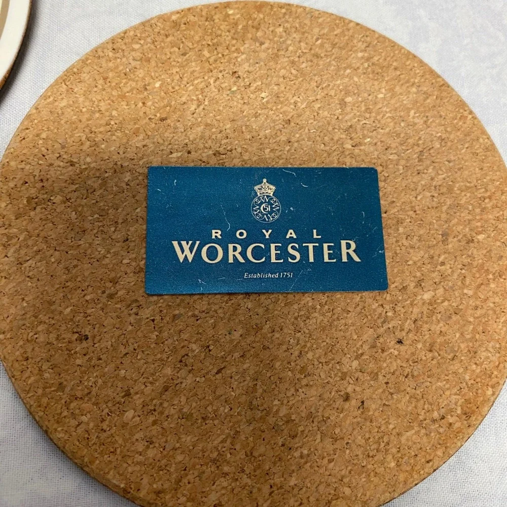 Royal Worcester Evesham Set 6 Fruit Cherry Cork Back Coasters Original Boxes